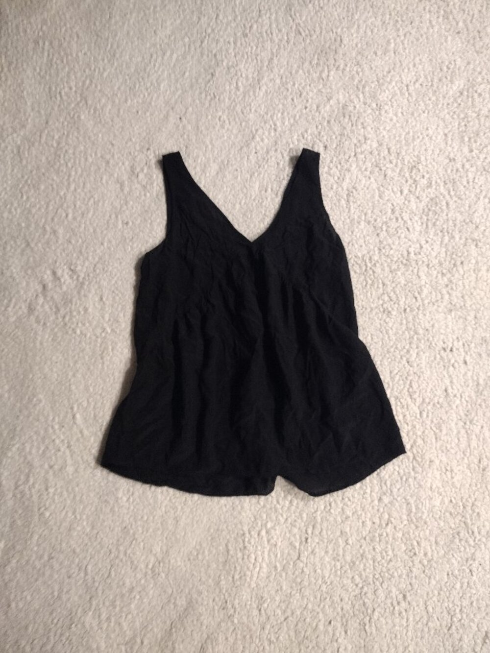 Madewell Size XS Black V-Neck Sleeveless Flowy Tank Top Blouse Peplum Hem